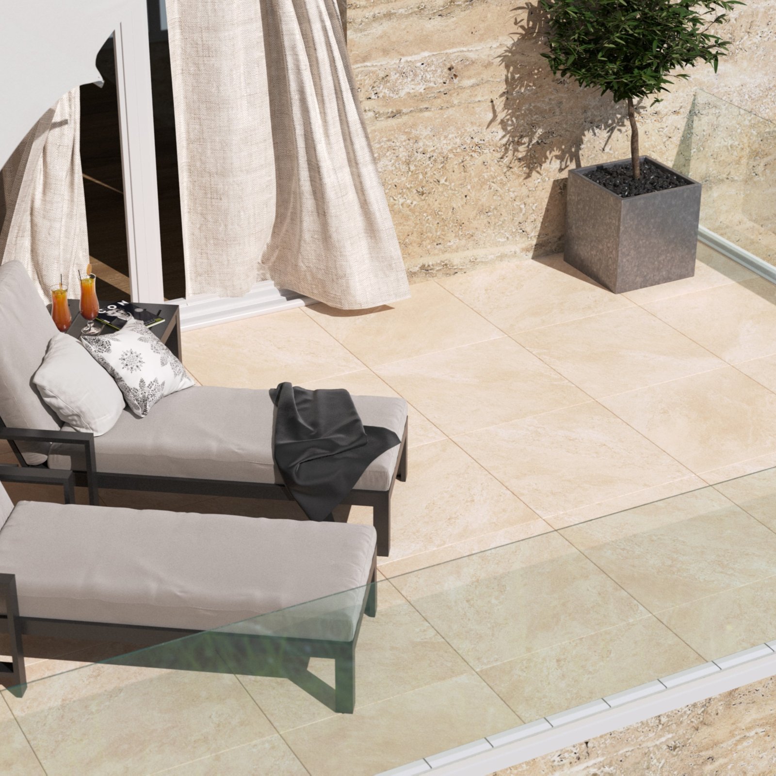 Quarzo Crema Terrassenfliesen – Bild 2